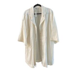 MADEWELL Women's Lightspun Cover-Up Mini Shirtdress XL Cream  Crinkle Cotton NWT